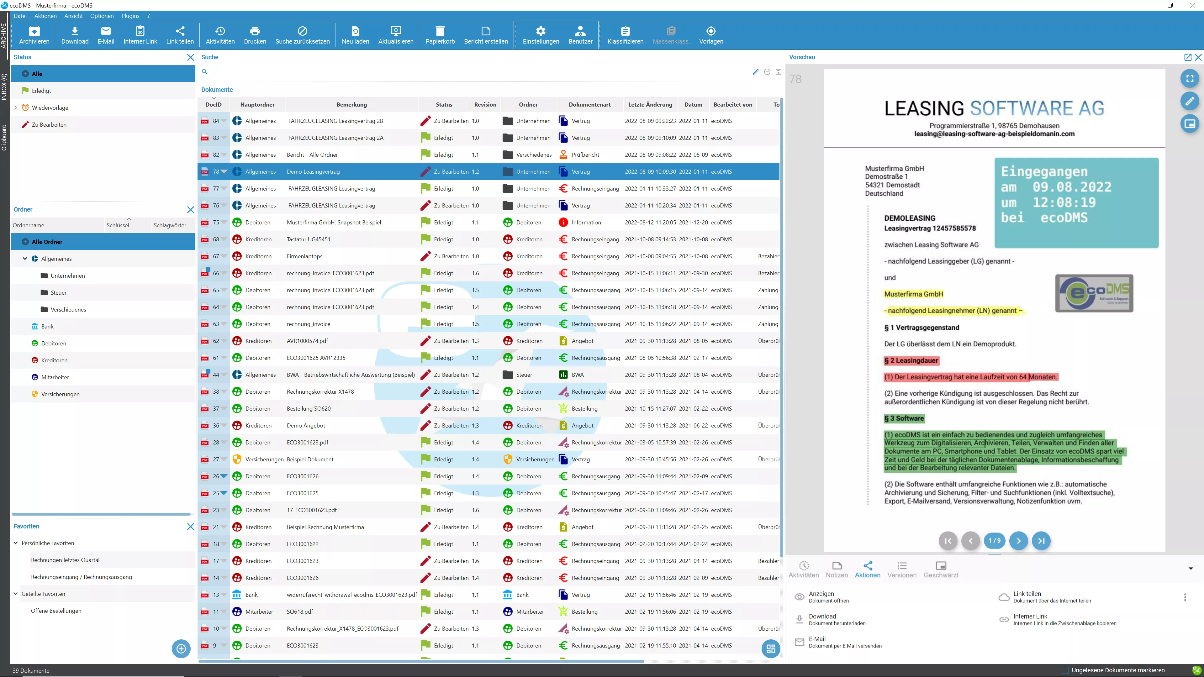 Screenshot von ecoDMS in Tabellenansicht Screenshot von ecoDMS von https://www.ecodms.de/de/ecodms-archiv#eco-section-03in Tabellenansicht